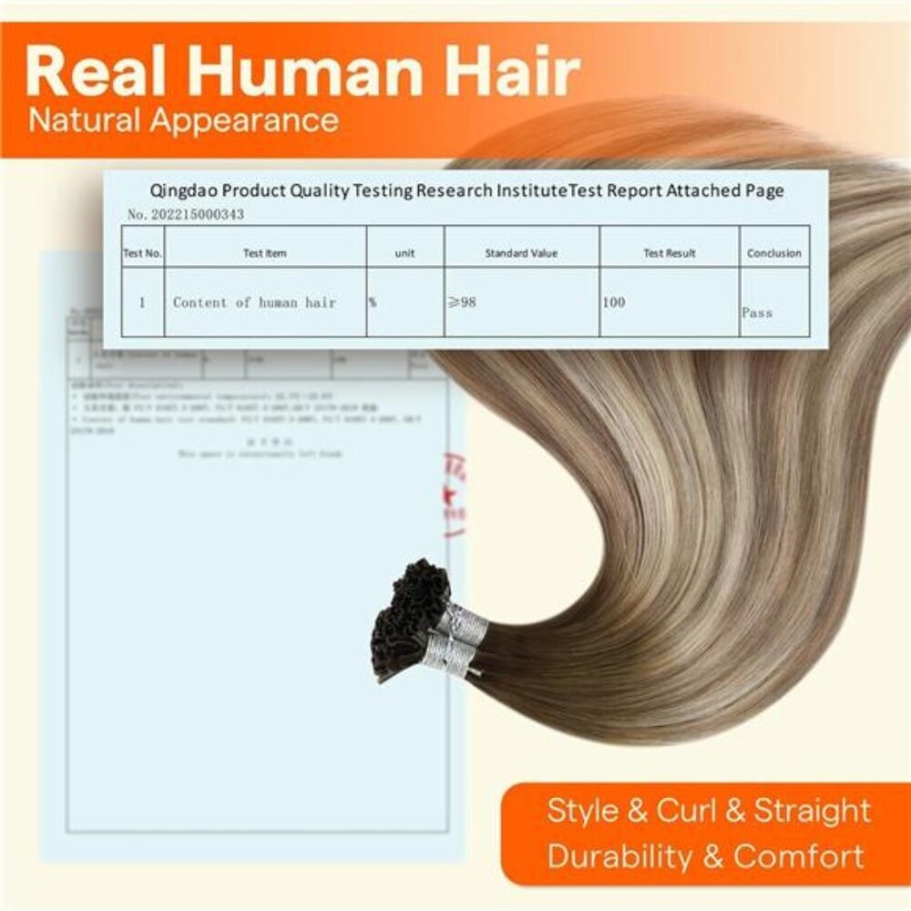 Full Shine K Tip Hair Extensions Real Human Hair 3 Medium Brown Ombre to 8 Ash - Picture 3 of 7